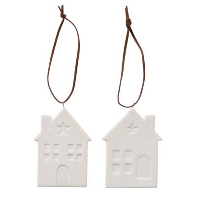 Boltze Home Hanger huisje samy porselein 6xh8cm wit