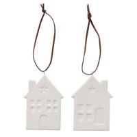 Boltze Home Hanger huisje samy porselein 6xh8cm wit - thumbnail