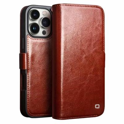 Qialino iPhone 16 Pro Max hoesje - Leren bookcase - Bruin Qialino iPhone 16 Pro Max hoesje - Leren bookcase - Bruin