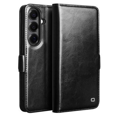 Qialino Samsung Galaxy S26 Plus hoesje - Leren bookcase - Magnetische sluiting - Zwart