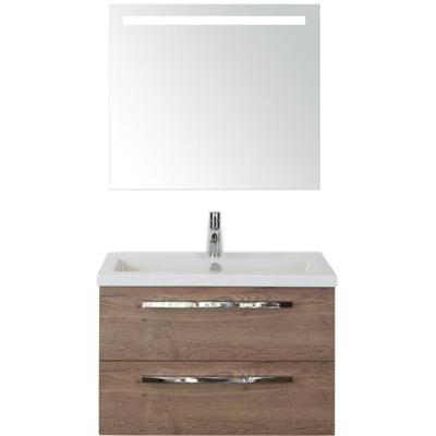 Seville Badmeubelset 80 cm - Tabacco - Keramische Wastafel Wit Djazz met Sence Spiegel
