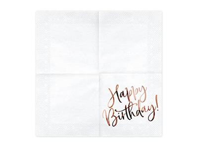 Happy Birthday Servetten Wit/Rosé Goud - 20 Stuks