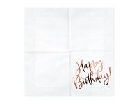 Happy Birthday Servetten Wit/Rosé Goud - 20 Stuks - thumbnail