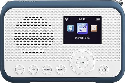 Sangean WFR-39 Zakradio met internetradio Internet, DAB, VHF (FM) Internetradio, FM, WiFi Spotify, Wekfunctie, Oplaadbaar Wit, Blauw