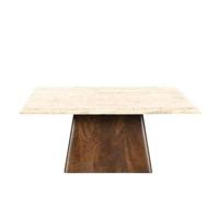 Sohome Vierkante Salontafel 'Bailey' Mangohout en Travertin, 75 x 75cm - thumbnail