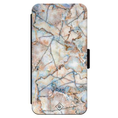 iPhone 13 Pro flipcase - Marmer bruin blauw iPhone 13 Pro flipcase - Marmer bruin blauw