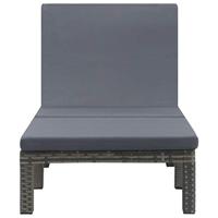 Ligbed met kussen poly rattan antraciet - thumbnail