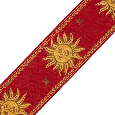 Levys Leathers MPJG-SUN-RED geweven gitaarband met print - rood met zon