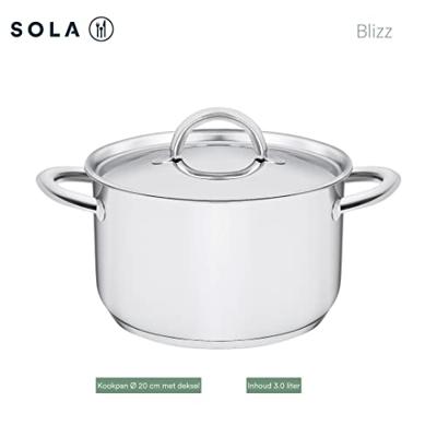 Sola Pannenset Blizz - RVS - Kookpan ø 16, 18, 20 cm & Steelpan ø 16 cm - Inductie geschikt - 4 Delig