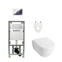 Villeroy Boch Subway 2.0 DirectFlush Toiletset - geberit reservoir - bedieningsplaat - softclose - chroom 0701131/0124060/0700519/ga26028/ - thumbnail