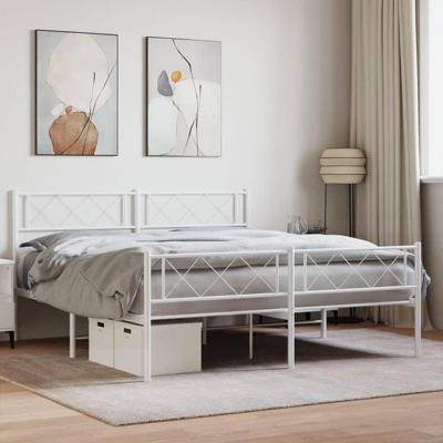 Bedframe met hoofd- en voeteneinde metaal wit 140x190 cm Bedframe met hoofd- en voeteneinde metaal wit 140x190 cm