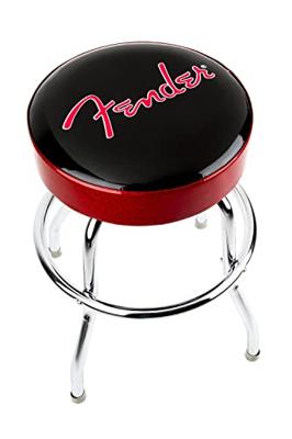 Fender Red Sparkle Logo Barstool 24" zwart-rood-chroom gitaarkruk (61 cm)