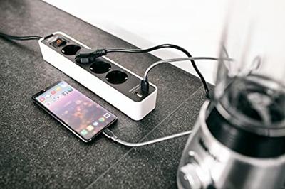 Brennenstuhl ecolor stekkerdoos 4-voudig met 2 USB-laadbussen (stekkerdoos USB met schakelaar en 1,5 m kabel) - 1153240026 - thumbnail