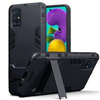 Qubits - Double Armor Layer hoes met stand - Samsung Galaxy A51 - Zwart - thumbnail