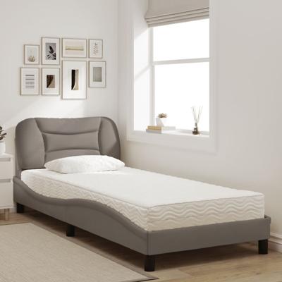 Bed met matras stof taupe 90x190 cm