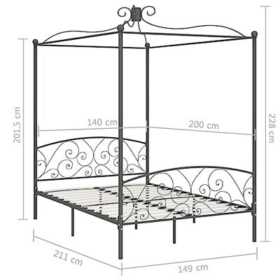 Hemelbedframe metaal grijs 140x200 cm Hemelbedframe metaal grijs 140x200 cm