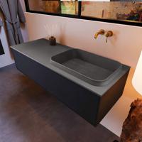 Badkamermeubelset Mondiaz Erin 120 cm met 1 Lade met RIDGE Wastafel Rechts Dark grey Zonder Kraangaten Greeploos Mat Urban - thumbnail
