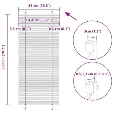 Pliss rolgordijn 85x200 cm stofbreedte 84,4 cm polyester zwart - thumbnail