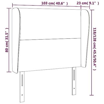 Hoofdbord met randen 103x23x118/128 cm stof lichtgrijs