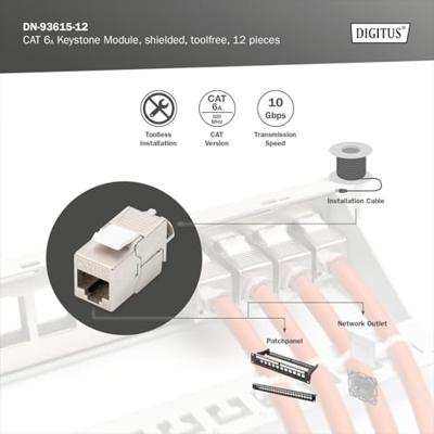 Digitus DN-93615-12 RJ45-inbouwmodule Keystone CAT 6A 1 stuk(s)