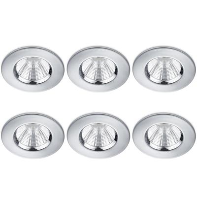 LED Inbouwspots 6-Pack - Dimbaar & Waterdicht IP65 - 5W Warm Wit - Chroom