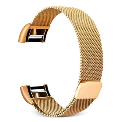 Smart Watch roestvrijstalen polsband horlogeband voor FITBIT charge 2 (goud)