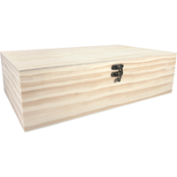 Wijnkist | 2 flessen | scharnierdeksel | 340x195x95mm | hout | naturel | 16 stuks - thumbnail