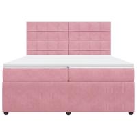 Boxspring met matras fluweel roze 200x200 cm - thumbnail