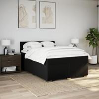 Boxspring met matras stof zwart 140x190 cm - thumbnail