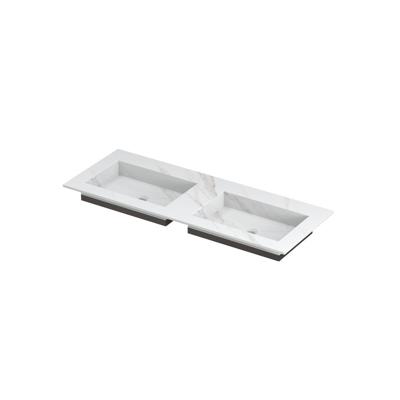 INK Post Wastafel Keramische Slab Envelop Bak Dubbel Zonder Kraangaten - 1200x450x10 mm - Calacatta Mat