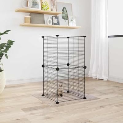 VidaXL Huisdierenkooi met 8 panelen 35x35 cm staal zwart VidaXL Huisdierenkooi met 8 panelen 35x35 cm staal zwart