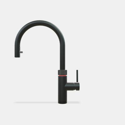Quooker Flex Round Keukenkraan - Kokend - Warm & Koud Water - Uittrekbare Slang - Kindveilige Dubbeldruk - Zwart