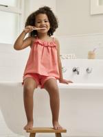 Pyjamabroekje in popeline voor meisjes koraal - thumbnail