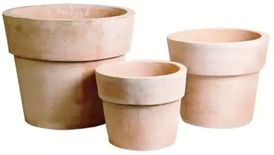 Mega Collections Terracotta Bloempot Met Brede Rand - Ø48 x H39 cm - Whitewash