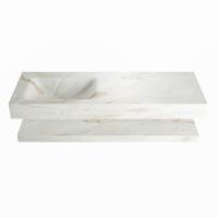 MONDIAZ ALAN-DLUX 130cm planchet Frappe. Vrijhangende wastafel CLOUD links zonder kraangat, kleur Frappe. - thumbnail