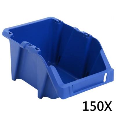 vidaXL Opbergbakken stapelbaar 125x195x90 mm blauw 150 st vidaXL Opbergbakken stapelbaar 125x195x90 mm blauw 150 st