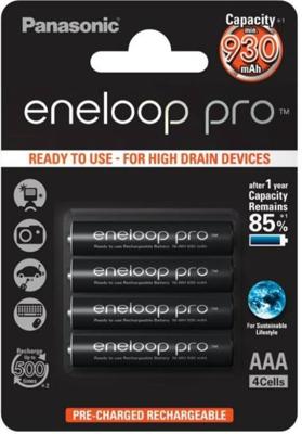 4 x AAA Panasonic Eneloop Pro batterijen - 930mAh