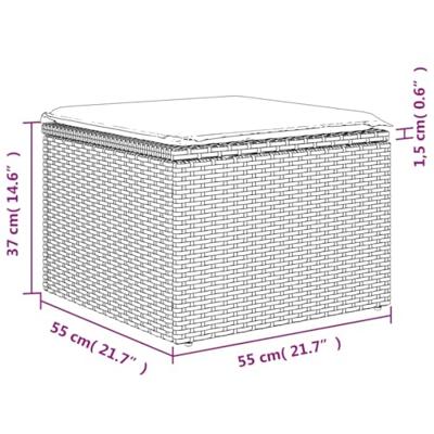 7-delige Loungeset met kussens poly rattan grijs