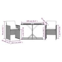 3-delige Bistroset met kussens poly rattan beige - thumbnail