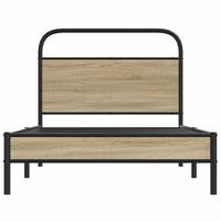 Bedframe zonder matras bewerkt hout gerookt eiken 100x190 cm - thumbnail