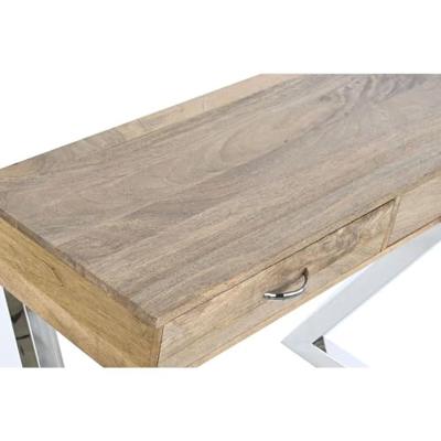 Meubelset Home ESPRIT Bruin Zilverkleurig Staal Mangohout 110 x 40 x 76 cm (3 Onderdelen)