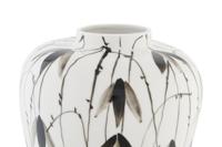 Tibor DKD Home Decor Porselein Zwart Wit Orientaals Blad van een plant (23 x 23 x 33 cm) - thumbnail