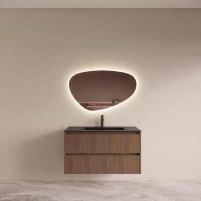 Badmeubelset BWS Riga met Asia Wastafel Zwart 100 cm Donker Eiken Japandi