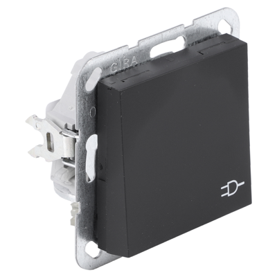 Gira E2 Contactdoos | Inbouw | 1-voudig | Randaarde | Zwart - 66.053.44