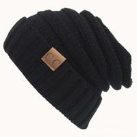 CC brief effen kleur wol hoeden beknopte Hat(Black) breien - thumbnail
