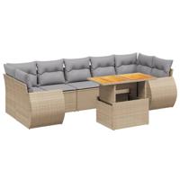 8-delige Loungeset met kussens poly rattan beige - thumbnail