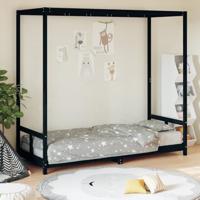 Kinderbedframe 80x200 cm massief grenenhout zwart - thumbnail