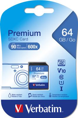 Verbatim Premium SDXC-kaart 64 GB Class 10, UHS-I
