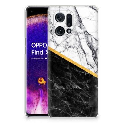 OPPO Find X5 | TPU | Siliconen hoesje | Marmer Wit Zwart - Origineel Cadeau Man OPPO Find X5 | TPU | Siliconen hoesje | Marmer Wit Zwart - Origineel Cadeau Man
