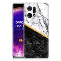 OPPO Find X5 | TPU | Siliconen hoesje | Marmer Wit Zwart - Origineel Cadeau Man - thumbnail